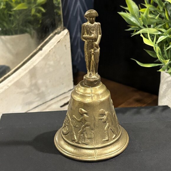 Vintage Brass Bell Depicting Napoleon Bonaparte Clapper Bell French Table Bell - Picture 1 of 10